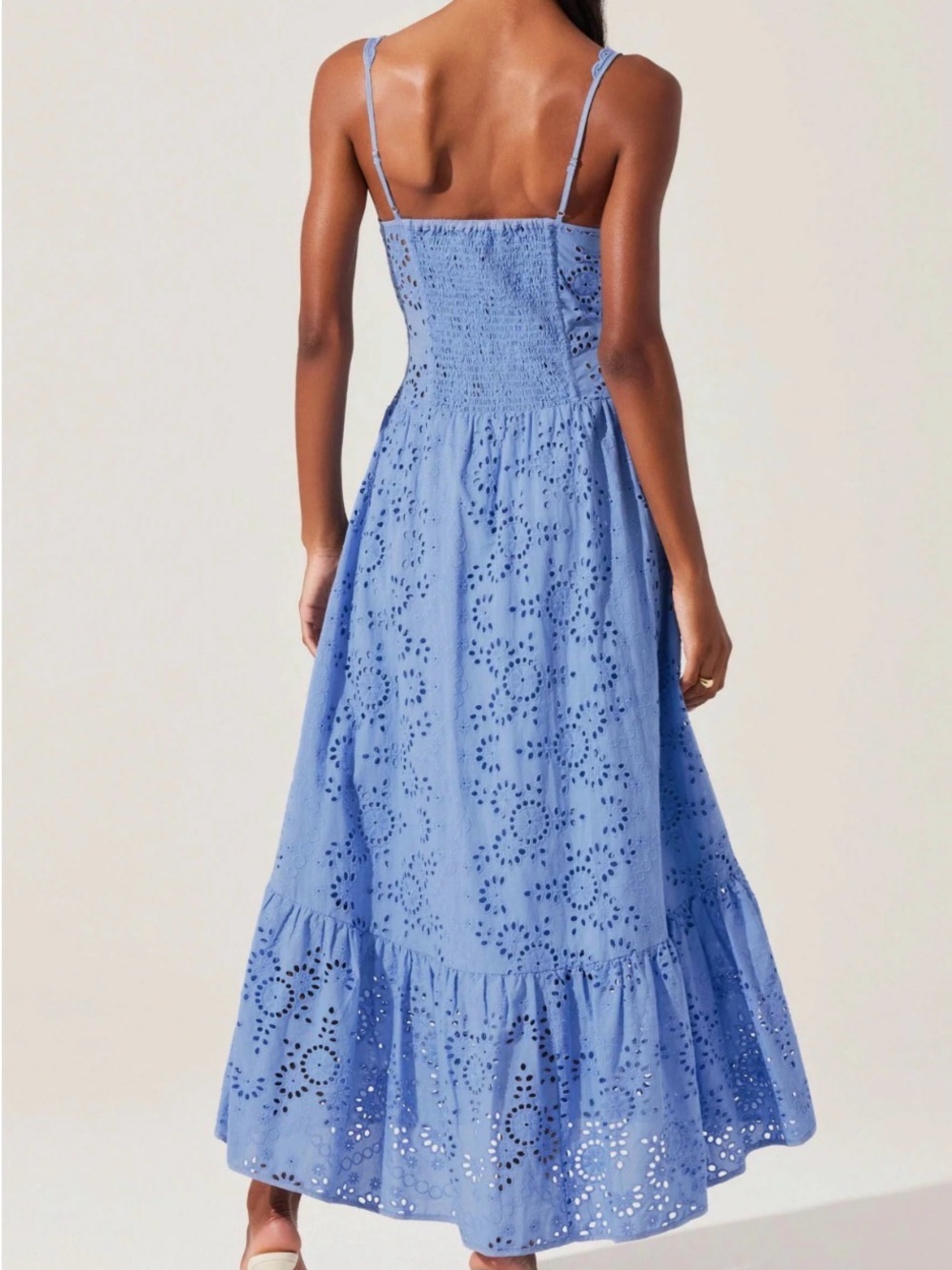 Eyelet Split Maxi Dress - Blue - Picture 2 of 4